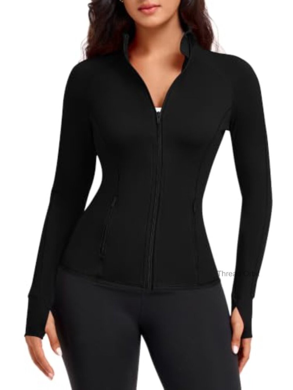 Women's Lightweight Slim Fit Zip Up Workout Jacket Nylon Spandex Stretch